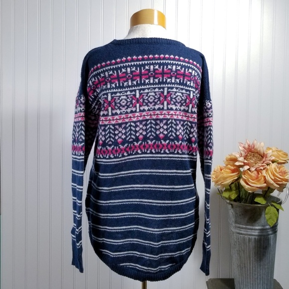 | le tigre | navy & pink fair isle sweater - Picture 3 of 5